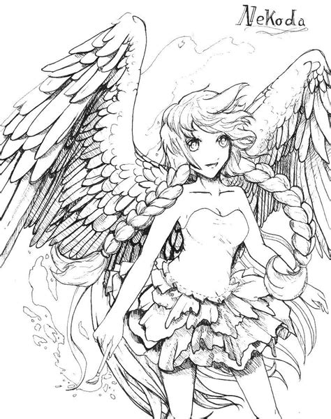 angel anime coloring pages